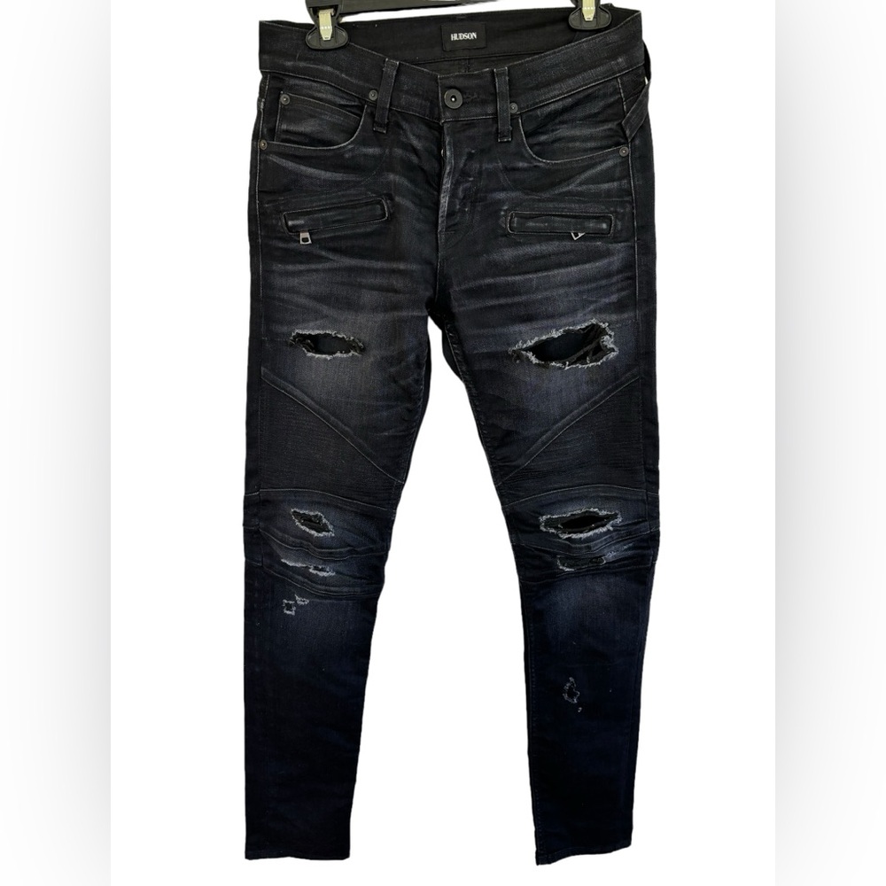 Hudson Jeans Dark Distressed Skinny Jeans